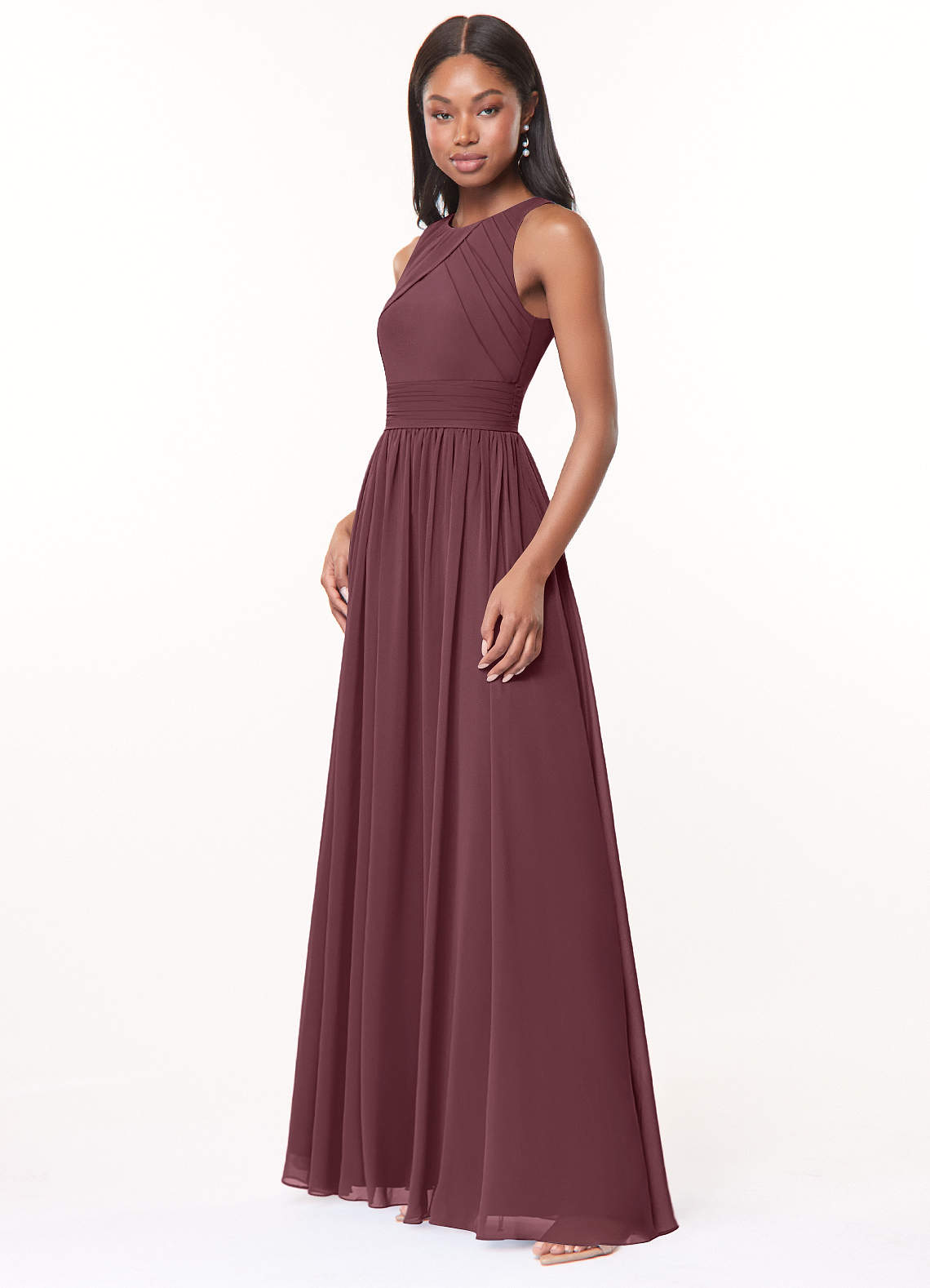Harper A-Line Scoop-Neck Chiffon Bridesmaid Dress in Sangria