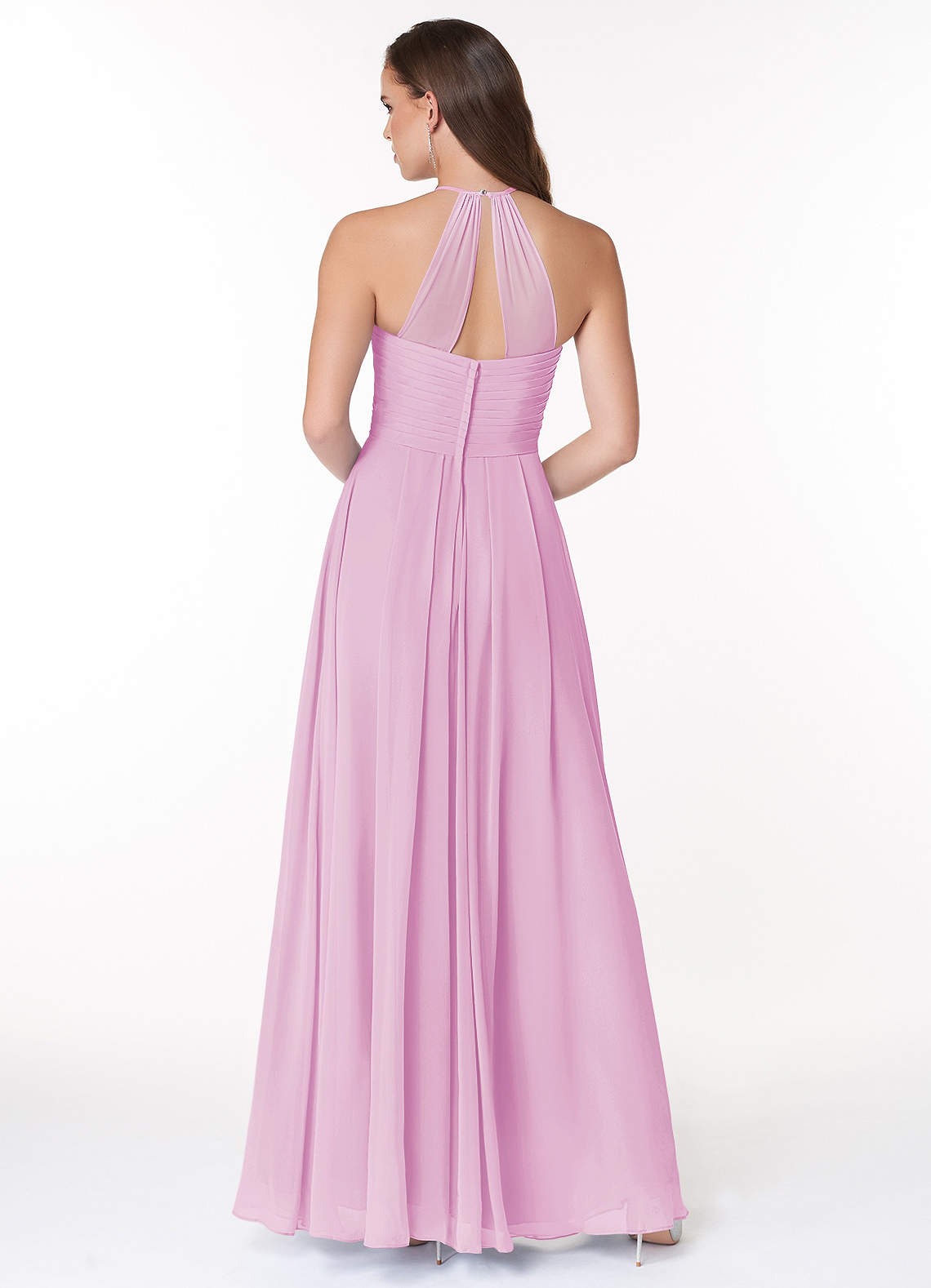 Ginger A-Line Halter Chiffon Bridesmaid Dress in candy pink