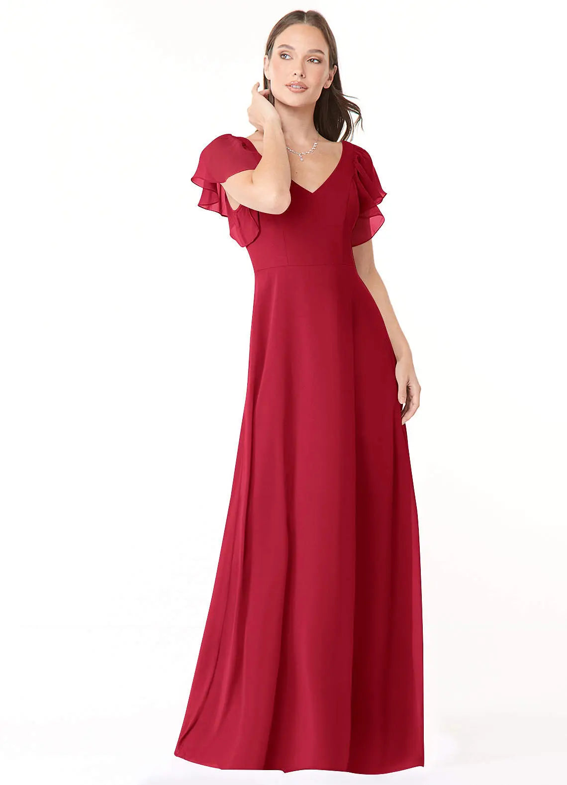 Syenna A-Line V-Neck Chiffon Bridesmaid Dress in Scarlet