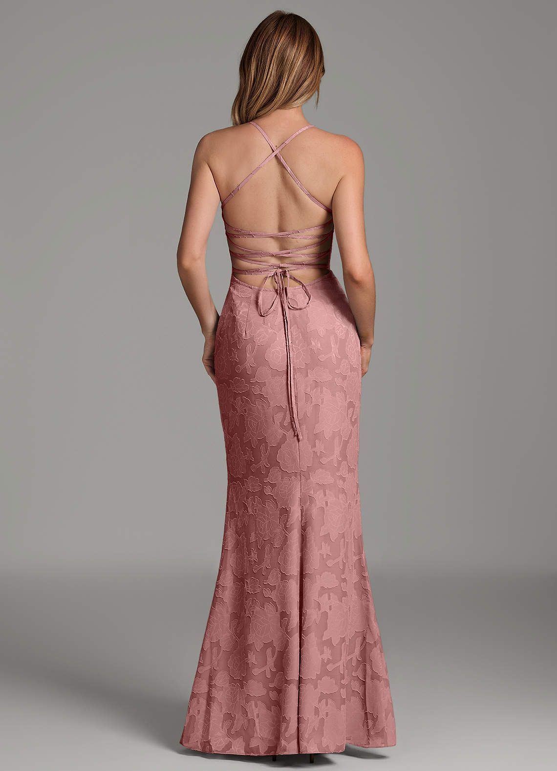 Dara Mermaid Sweetheart Floral Burnout Bridesmaid Dress in dusty rose