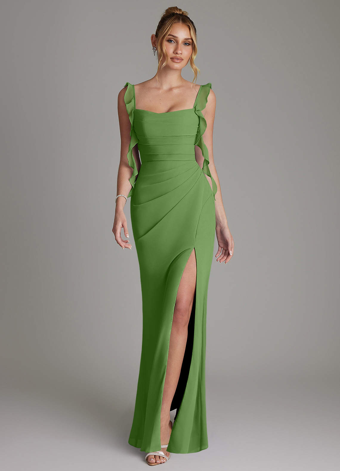 Jessamine Mermaid Sweetheart Chiffon Bridesmaid Dress in Basil