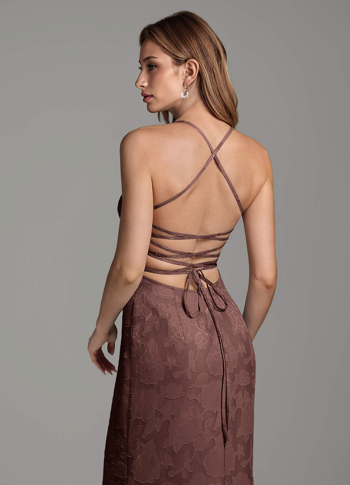 Dara Mermaid Sweetheart Floral Burnout Bridesmaid Dress in Espresso