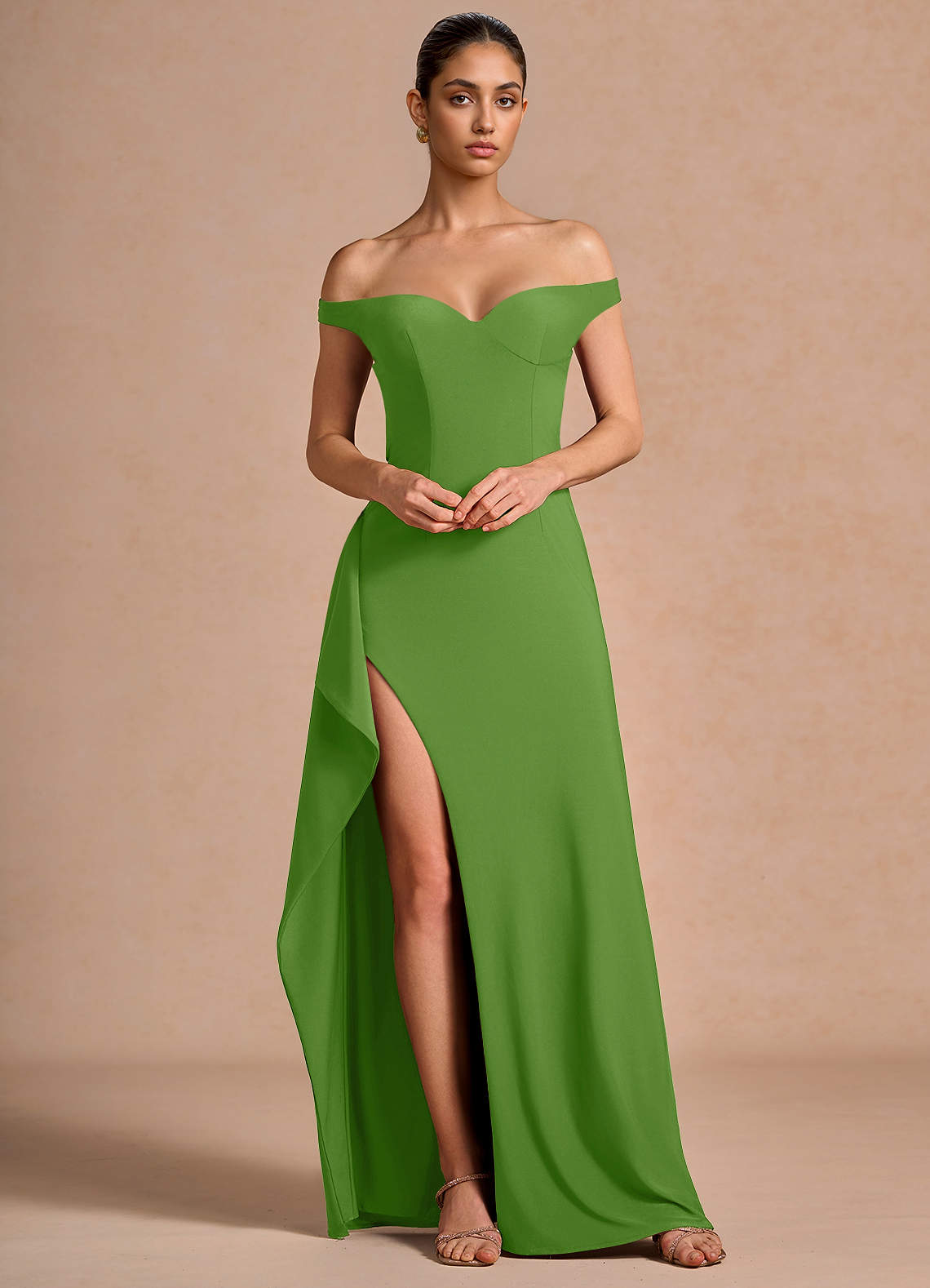 Jasira Sheath V-Neck Stretch Knit Evening Dress in Orange