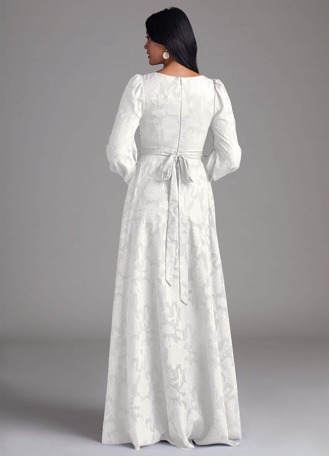 Leonia A-Line Square-Neck Stretch Satin Bridesmaid Dress in white