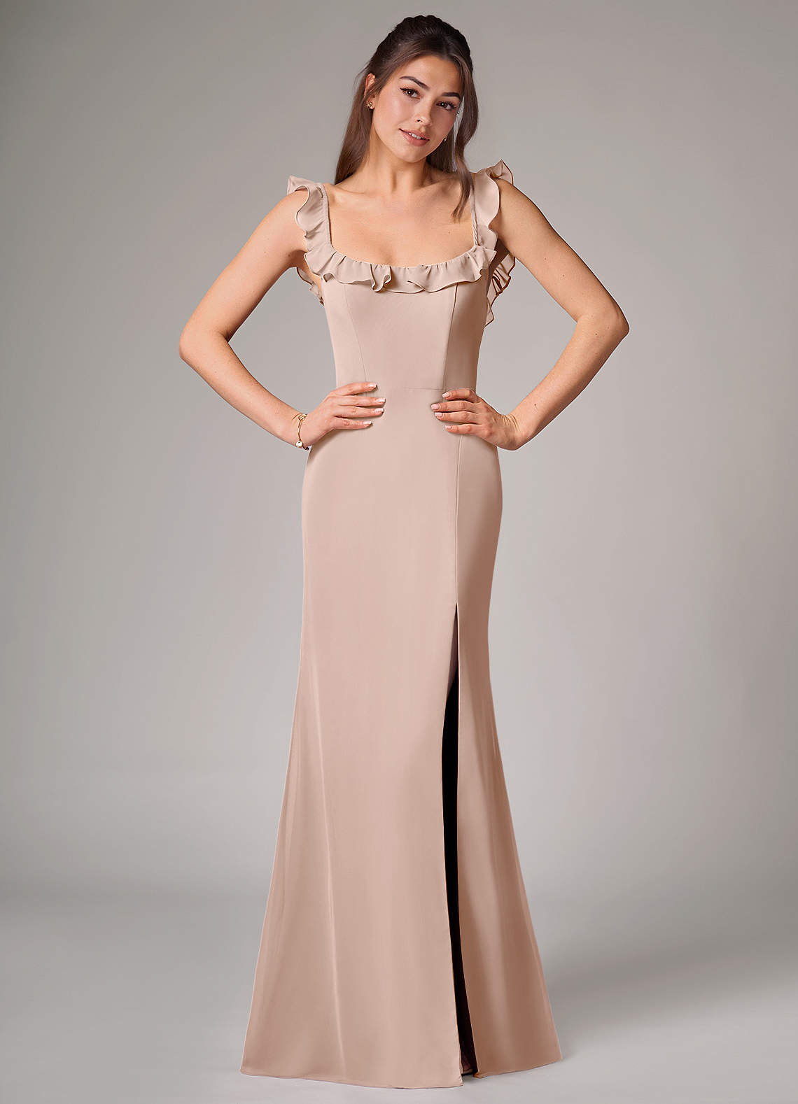 Callie Mermaid Scoop-Neck Chiffon Bridesmaid Dress in English Rose