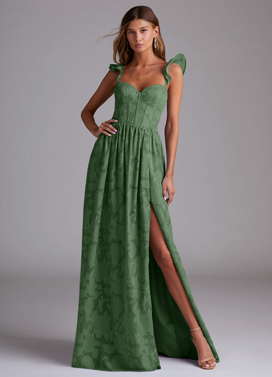 Denisse A-Line Sweetheart Floral Burnout Bridesmaid Dress in Eucalyptus