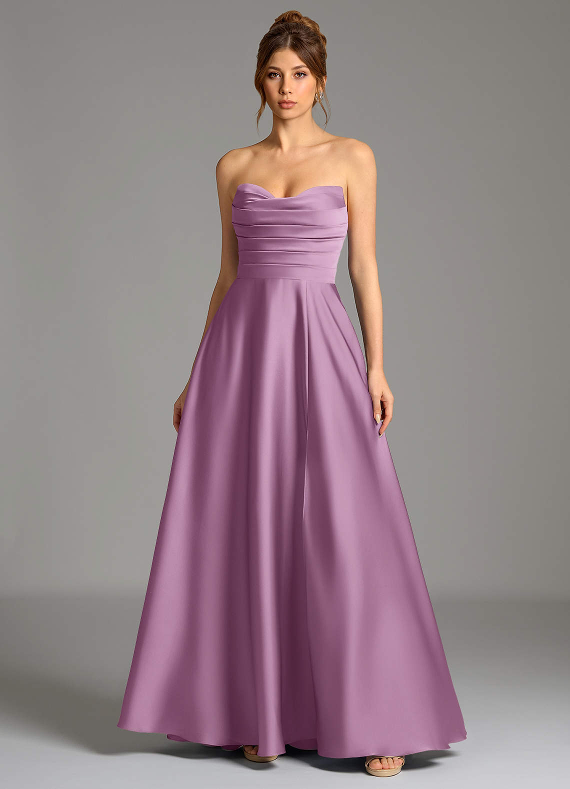Ayla A-Line Sweetheart Stretch Satin Bridesmaid Dress in Wisteria