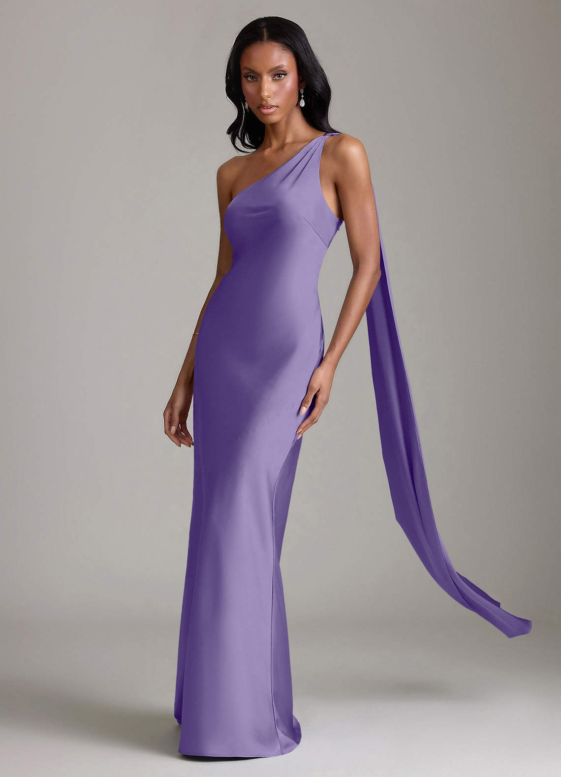 Juniper Mermaid One-Shoulder Stretch Satin Bridesmaid Dress in Tahiti