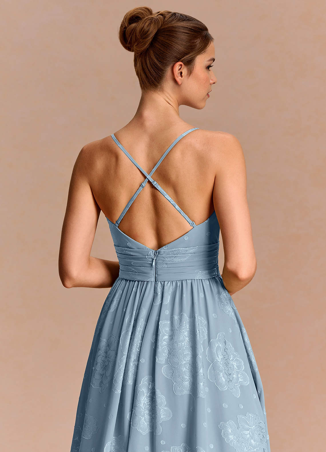 Anaëlle A-Line V-Neck Chiffon Burnout Evening Dress in Powder Blue