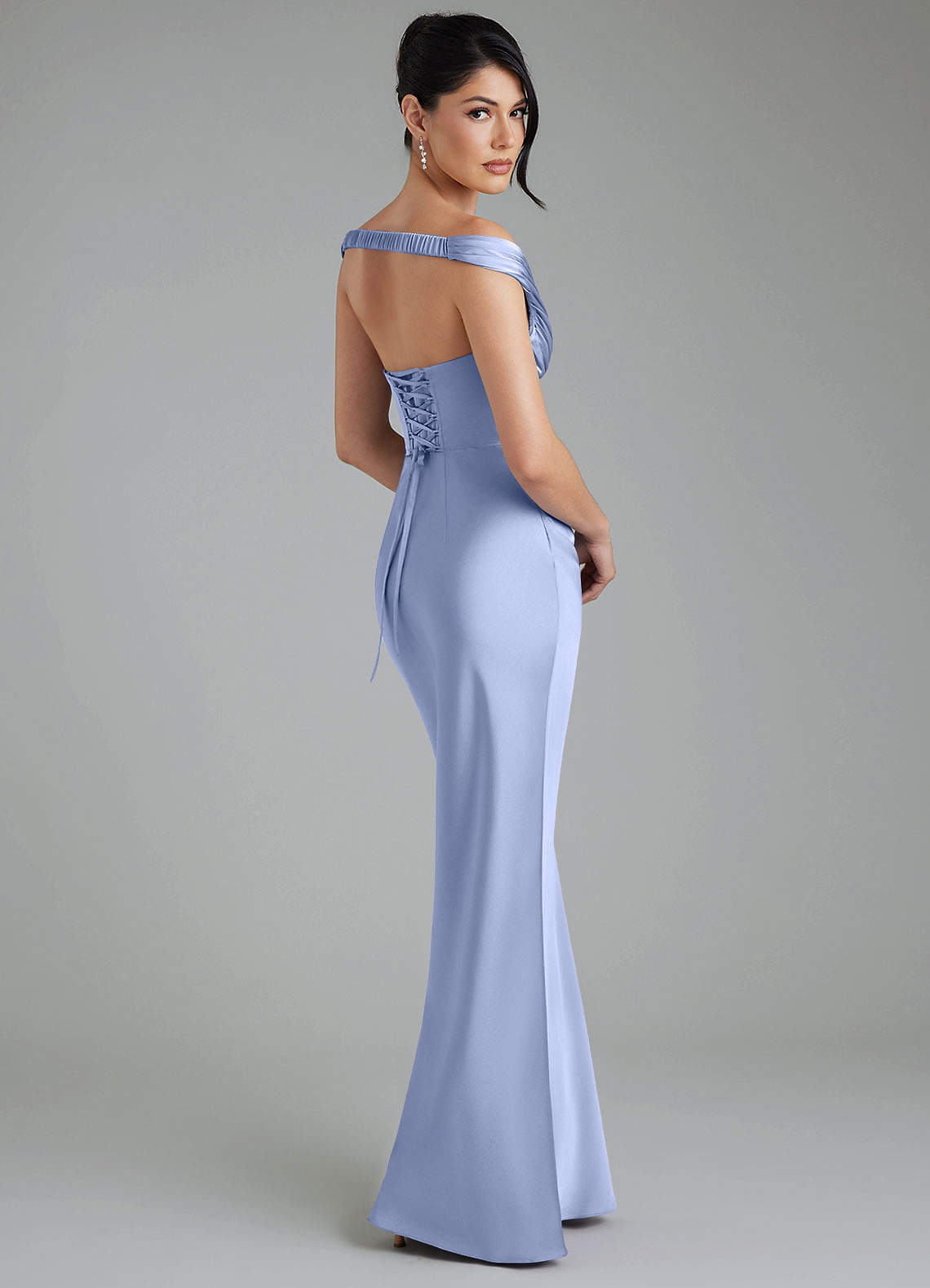 Stella Sheath V-Neck Stretch Satin Bridesmaid Dress in Ice