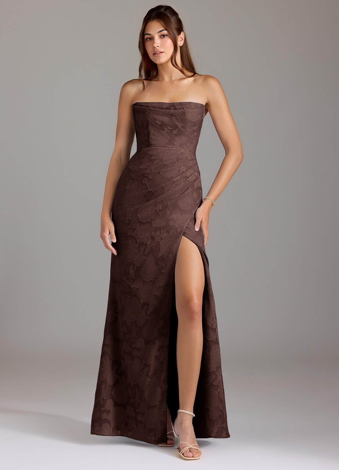 Leonis Sheath Strapless Floral Burnout Bridesmaid Dress