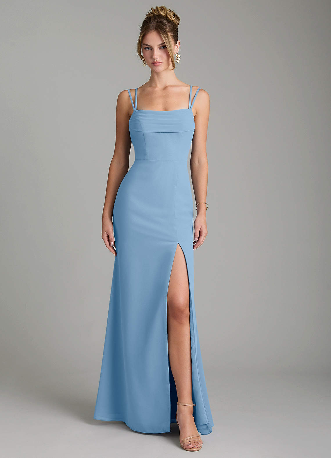 Egypt Sheath Sweetheart Chiffon Bridesmaid Dress in Powder Blue