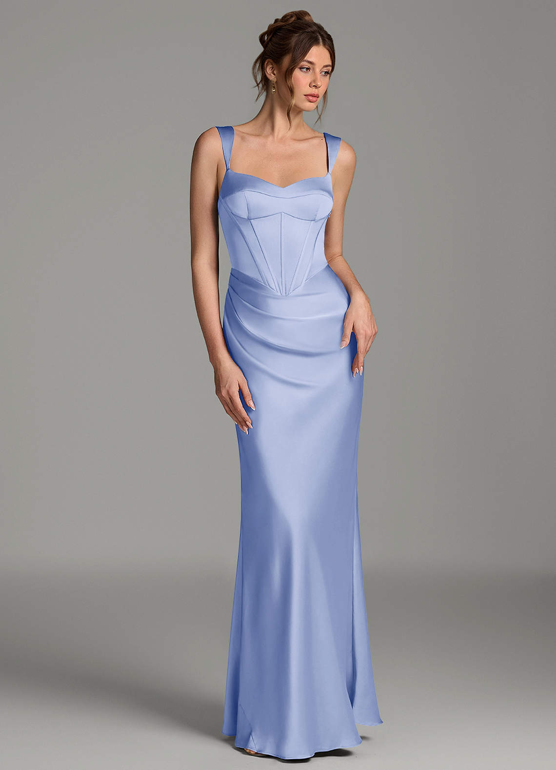 Mela Sheath Sweetheart Stretch Satin Bridesmaid Dress in Ice