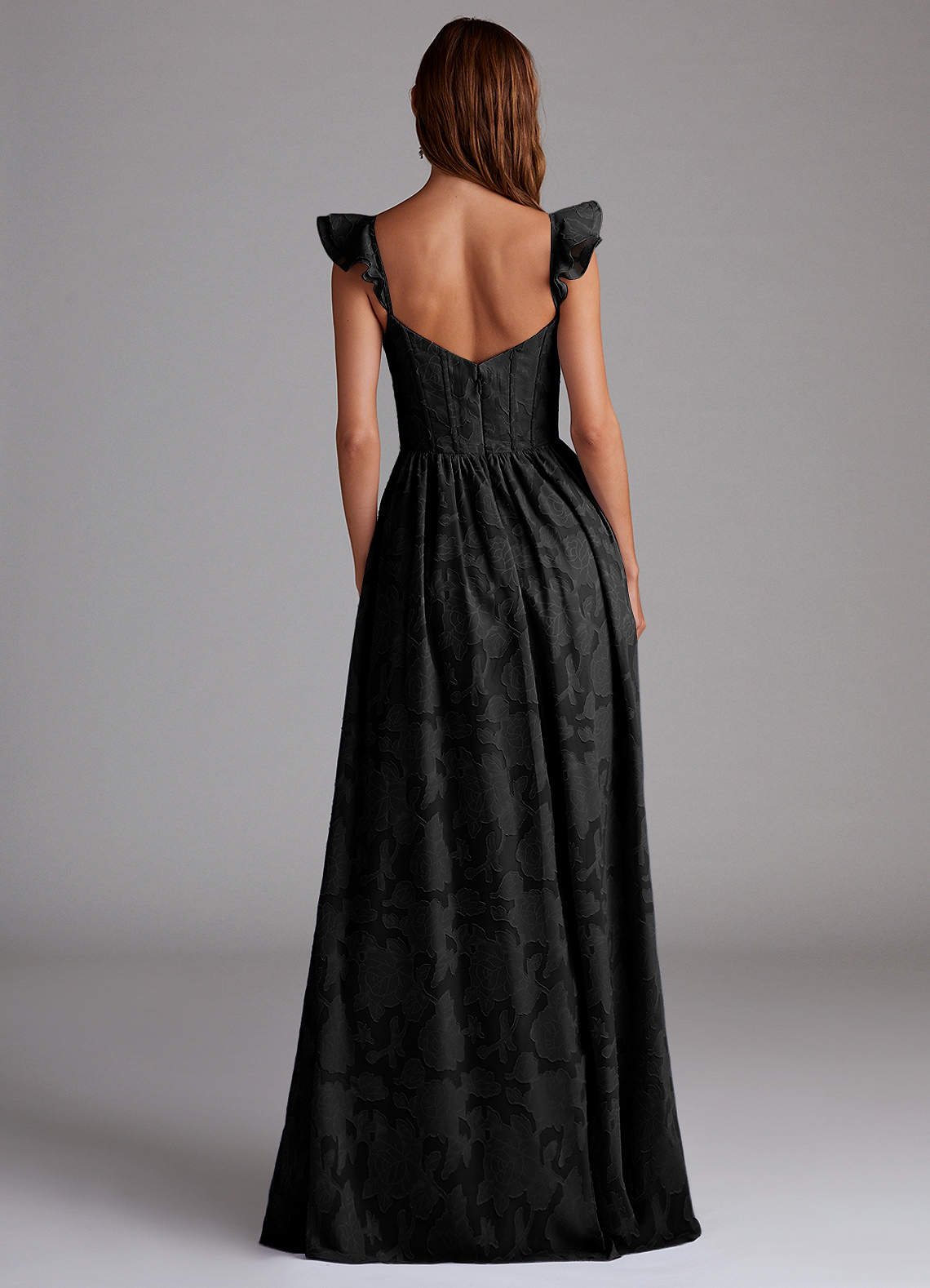 Denisse A-Line Sweetheart Floral Burnout Bridesmaid Dress in black