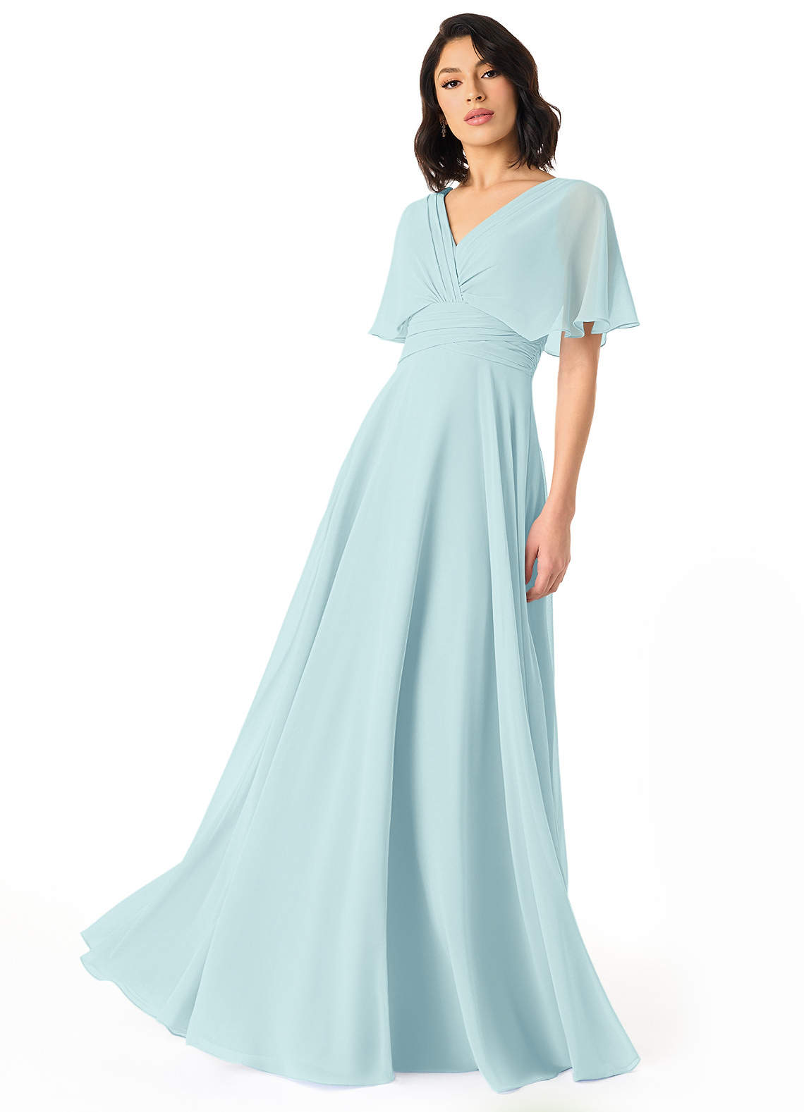 Pamela A-Line V-Neck Chiffon Bridesmaid Dress in Sea Glass