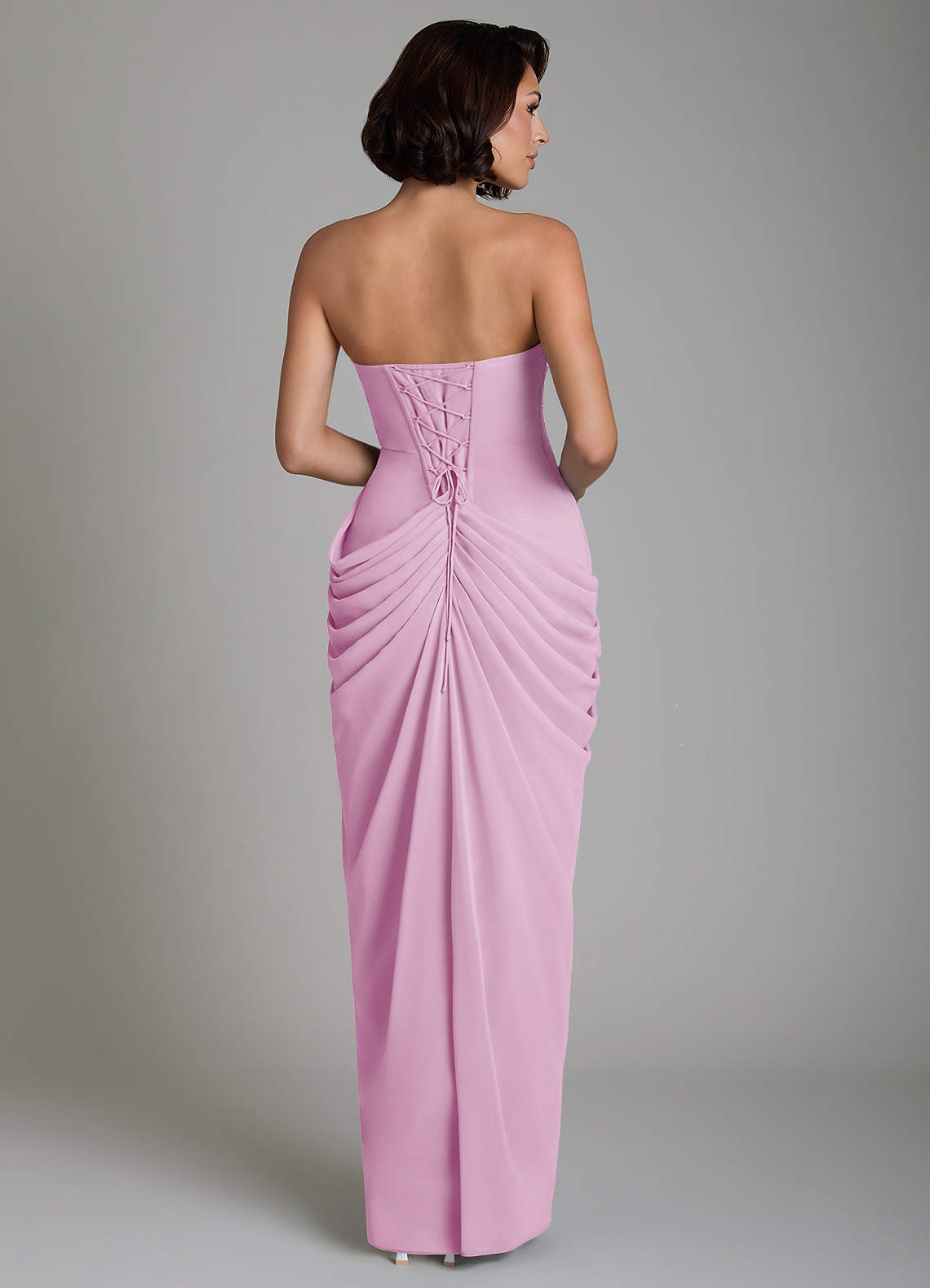 Nyra Sheath Strapless Chiffon Bridesmaid Dress in candy pink
