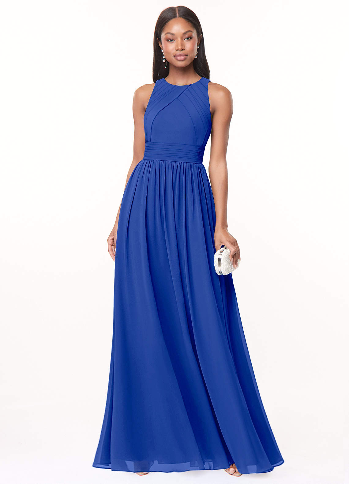 Harper A-Line Scoop-Neck Chiffon Bridesmaid Dress in Royal Blue