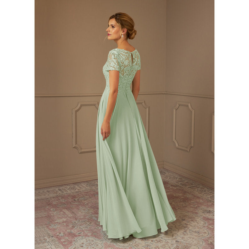 Adina A-Line Boat-Neck Chiffon Mother of the Bride Dress in Dusty Sage - photo 2