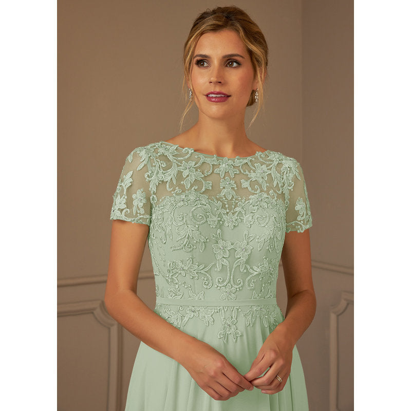 Adina A-Line Boat-Neck Chiffon Mother of the Bride Dress in Dusty Sage - photo 4