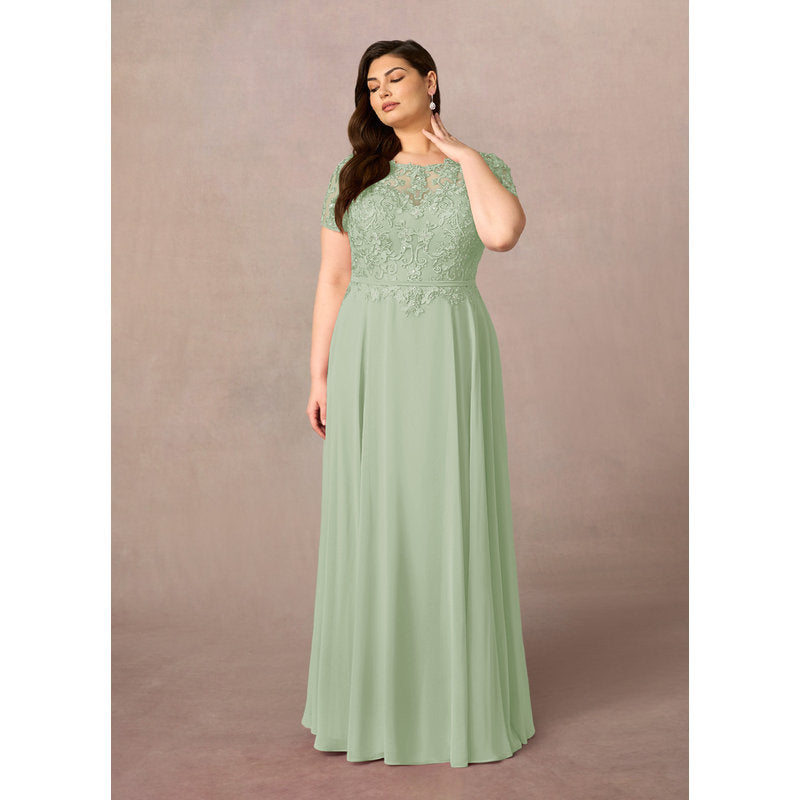 Adina A-Line Boat-Neck Chiffon Mother of the Bride Dress in Dusty Sage - photo 6