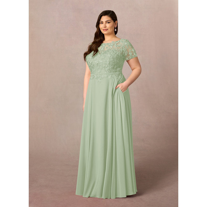 Adina A-Line Boat-Neck Chiffon Mother of the Bride Dress in Dusty Sage - photo 7