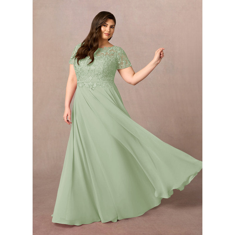 Adina A-Line Boat-Neck Chiffon Mother of the Bride Dress in Dusty Sage - photo 8