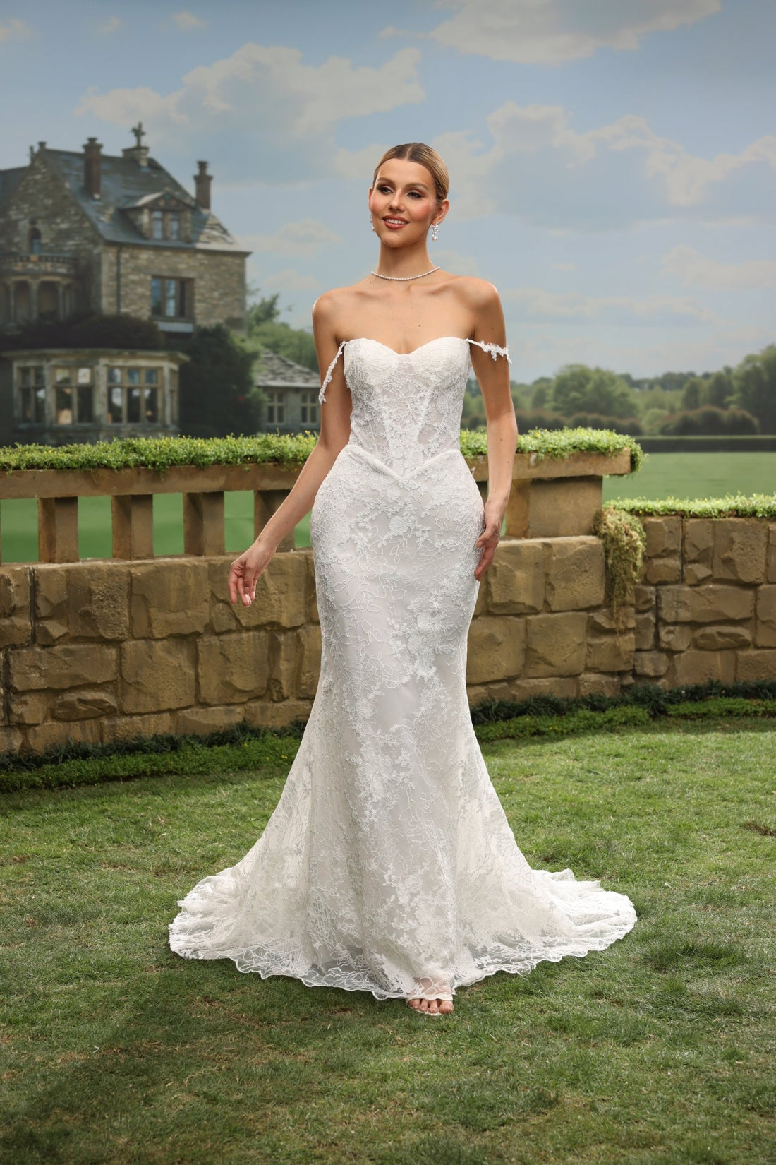 Adra Mermaid Off-the-Shoulder Sweetheart wedding dress — front view
