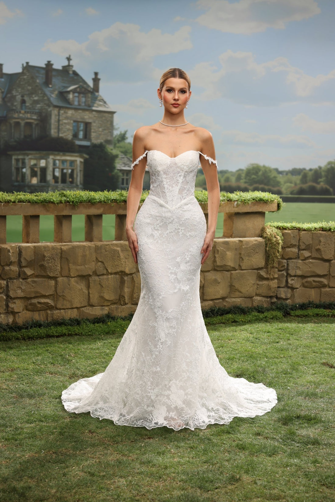 Adra Mermaid Off-the-Shoulder Sweetheart wedding dress — front view