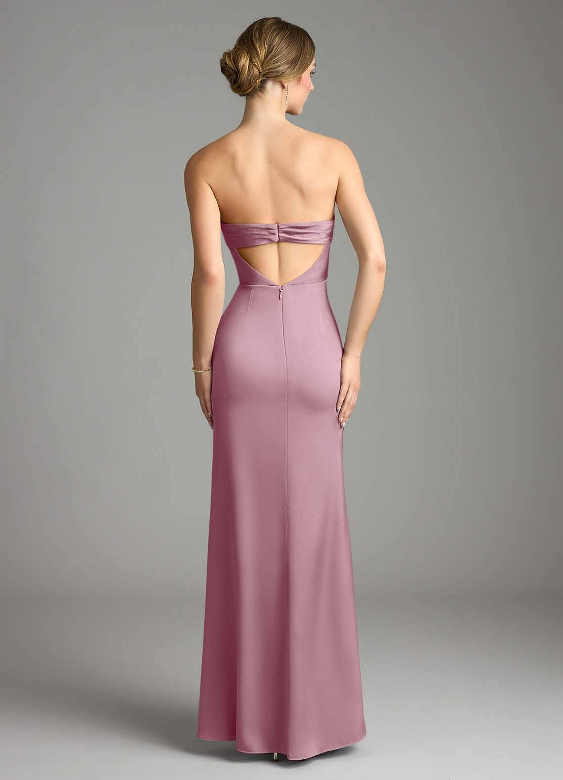 Leonis Mermaid Cowl-Neck Stretch Satin Bridesmaid Dress in Vintage Mauve