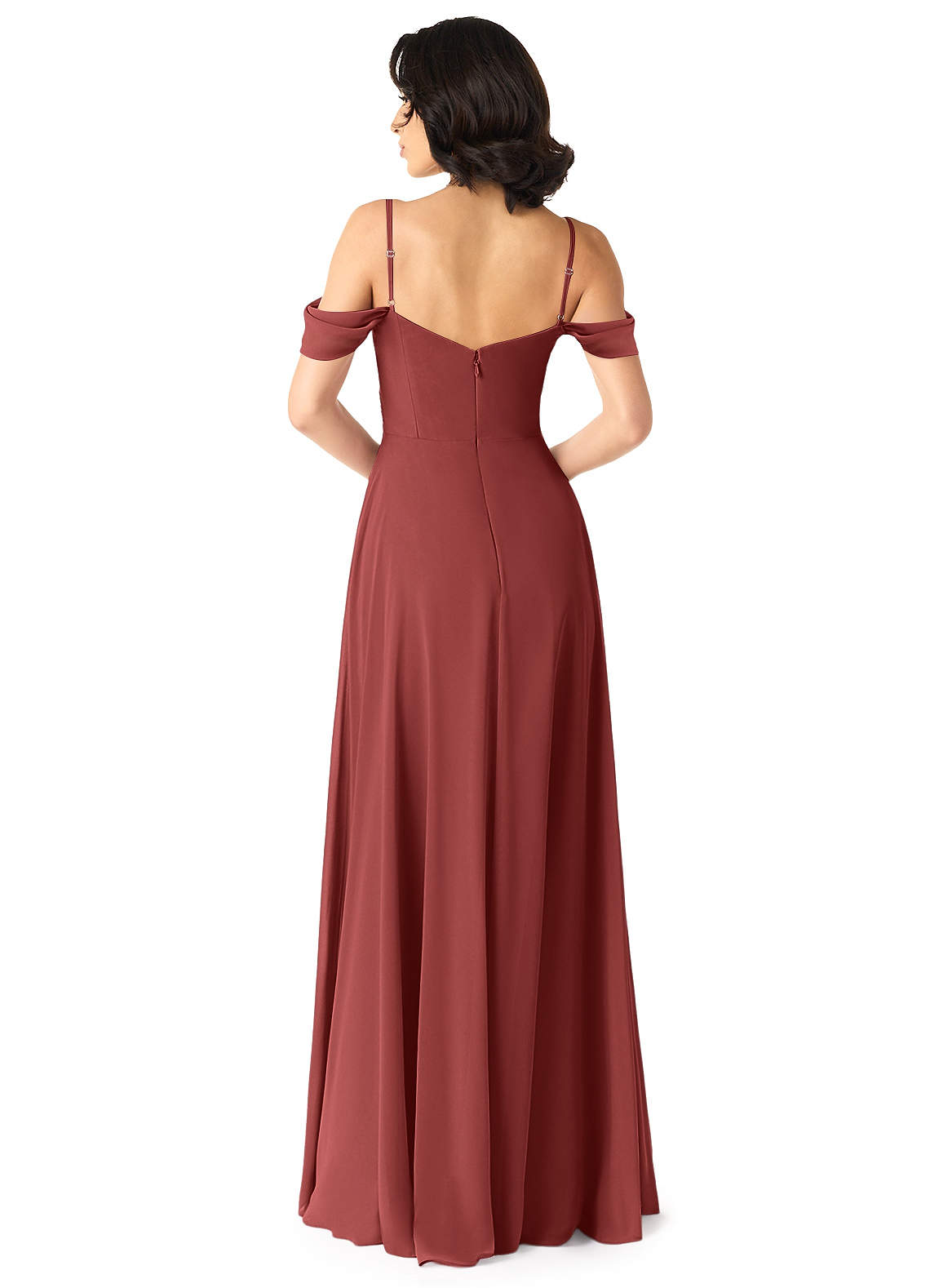 Tancie A-Line Off-the-Shoulder Chiffon Bridesmaid Dress in Terracotta