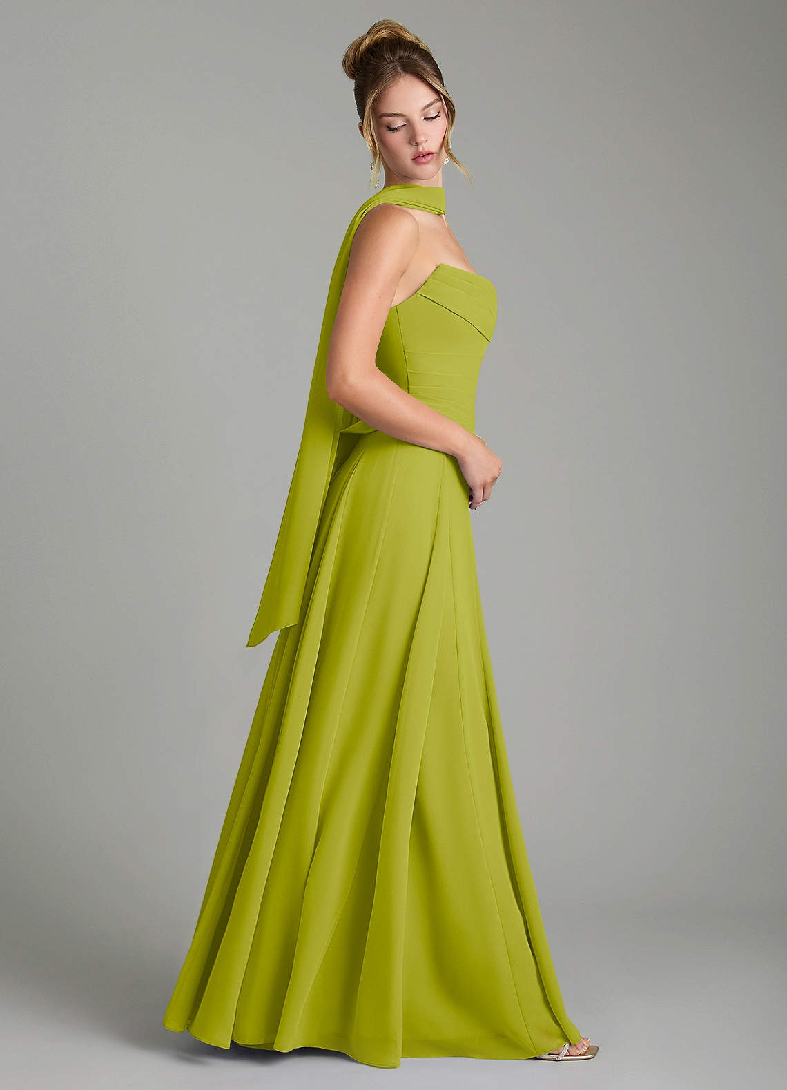 Gabriela A-Line Cowl-Neck Chiffon Bridesmaid Dress in Lemongrass
