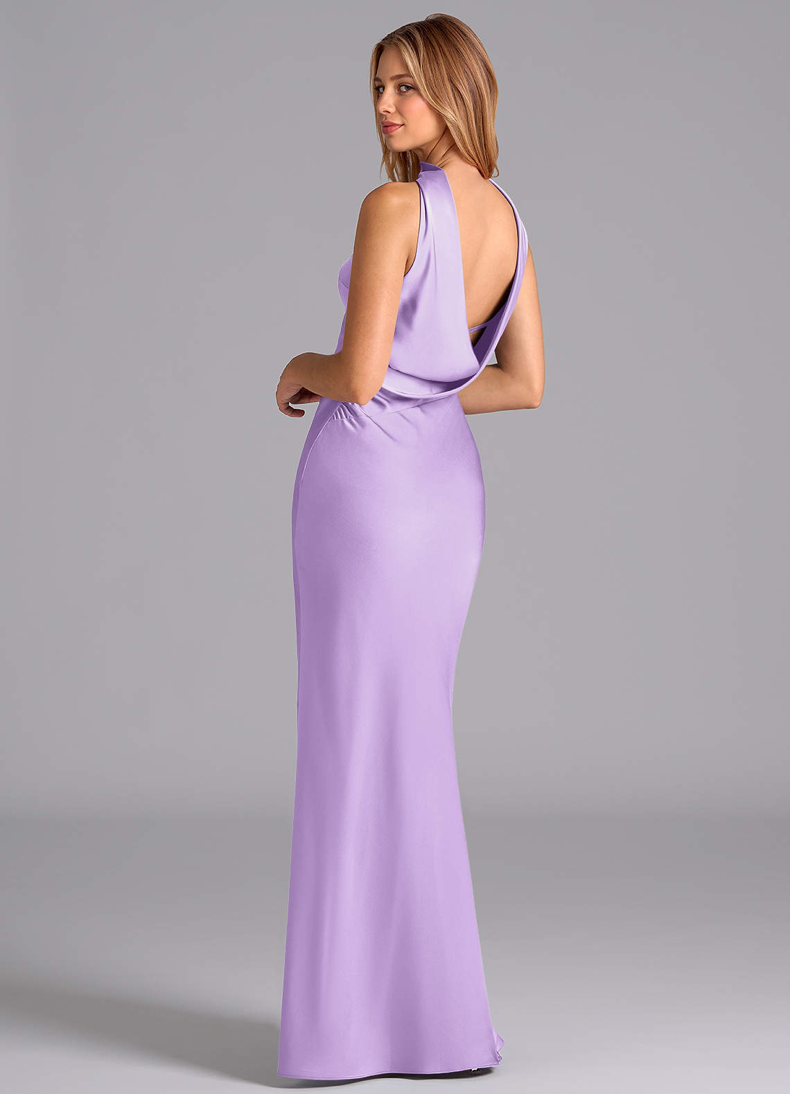 Lusinda Mermaid Strapless Stretch Satin Bridesmaid Dress in Lilac