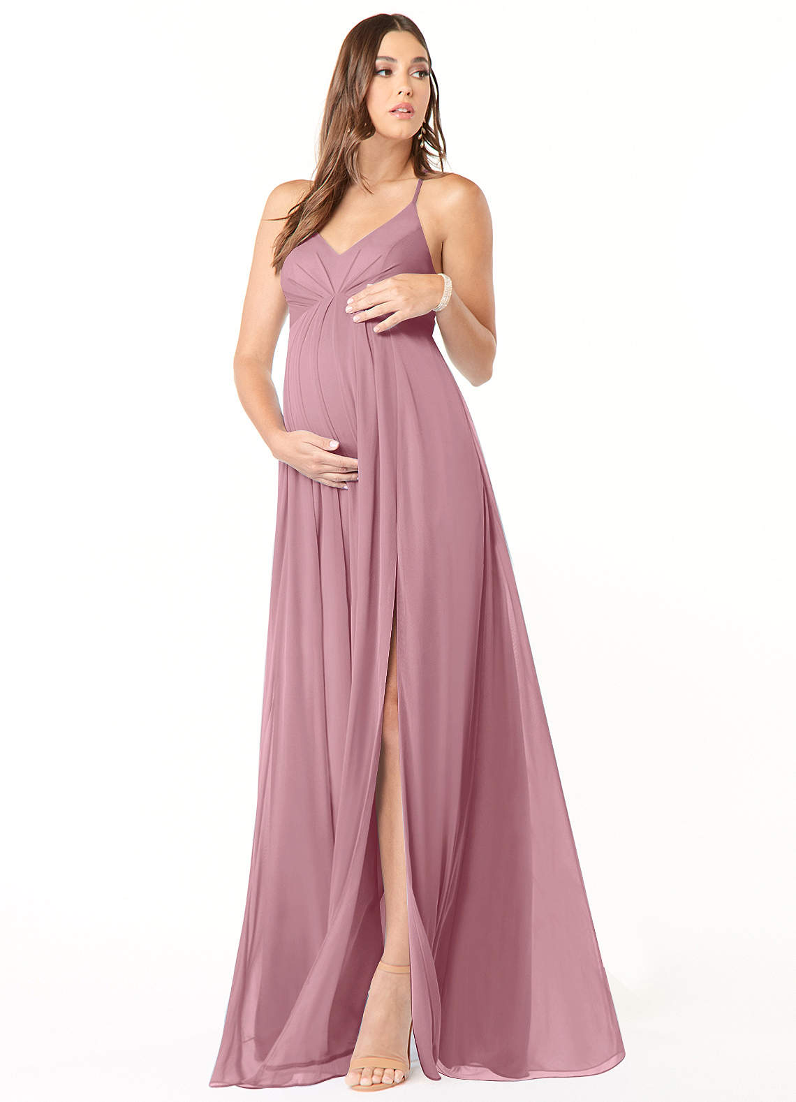 Annabelle A-Line V-Neck Mesh Bridesmaid Dress in Vintage Mauve