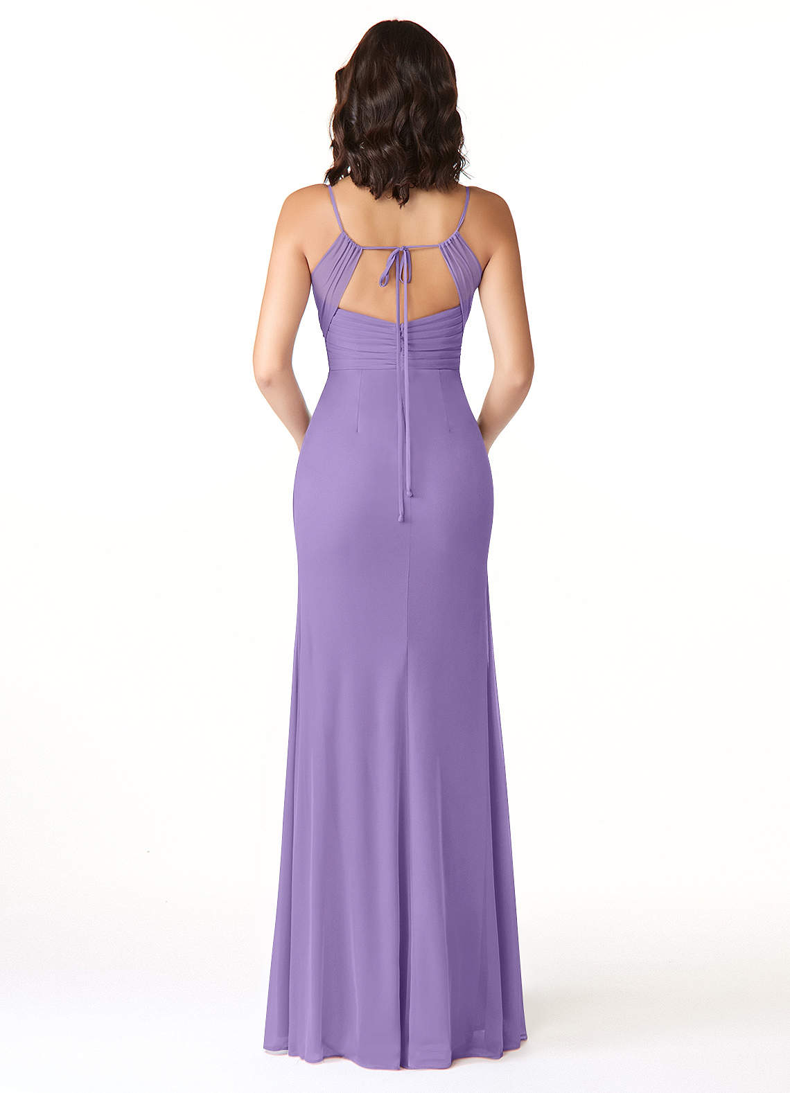 Reneya Mermaid V-Neck Mesh Bridesmaid Dress in Tahiti