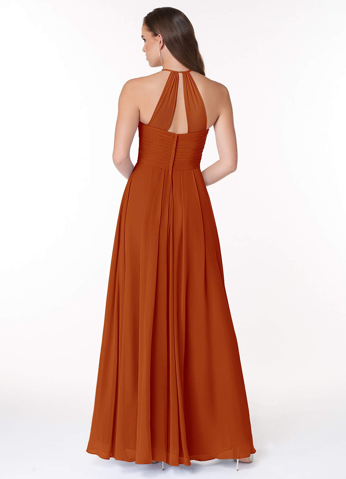 Ginger A-Line Halter Chiffon Bridesmaid Dress in Paprika