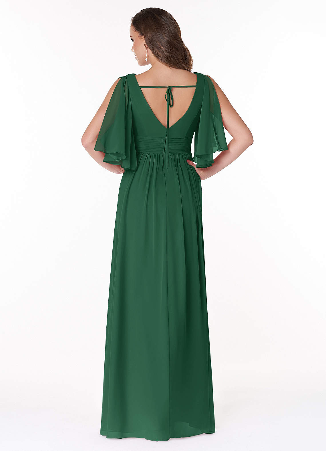 Temeka A-Line V-Neck Chiffon Bridesmaid Dress in Dark Green