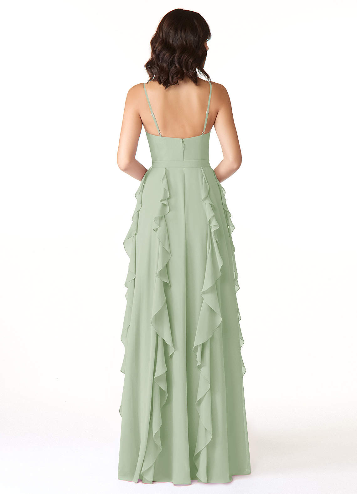 Peyton A-Line V-Neck Chiffon Bridesmaid Dress in Dusty Sage