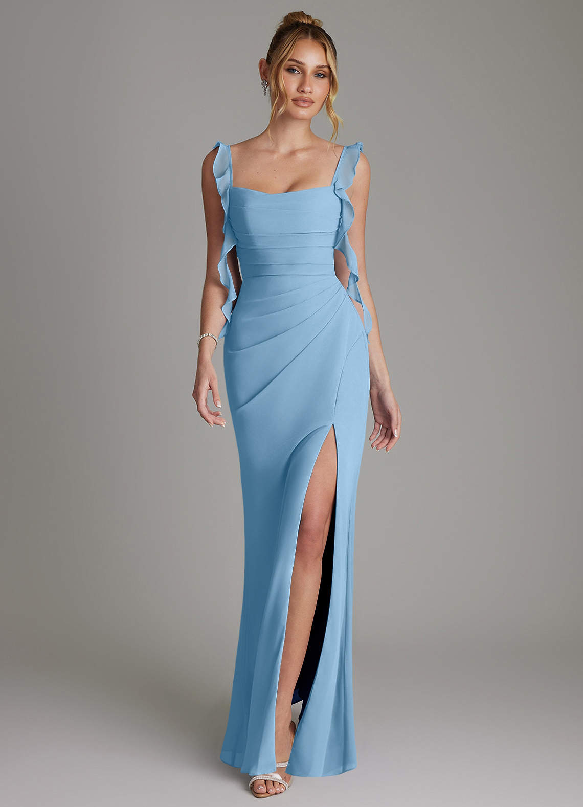 Jessamine Mermaid Sweetheart Chiffon Bridesmaid Dress in Steel Blue