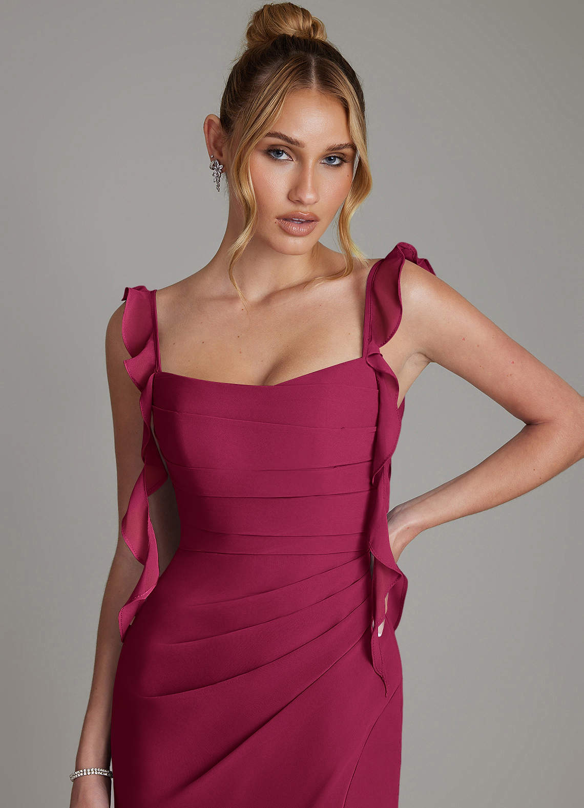 Jessamine Mermaid Sweetheart Chiffon Bridesmaid Dress in Burgundy
