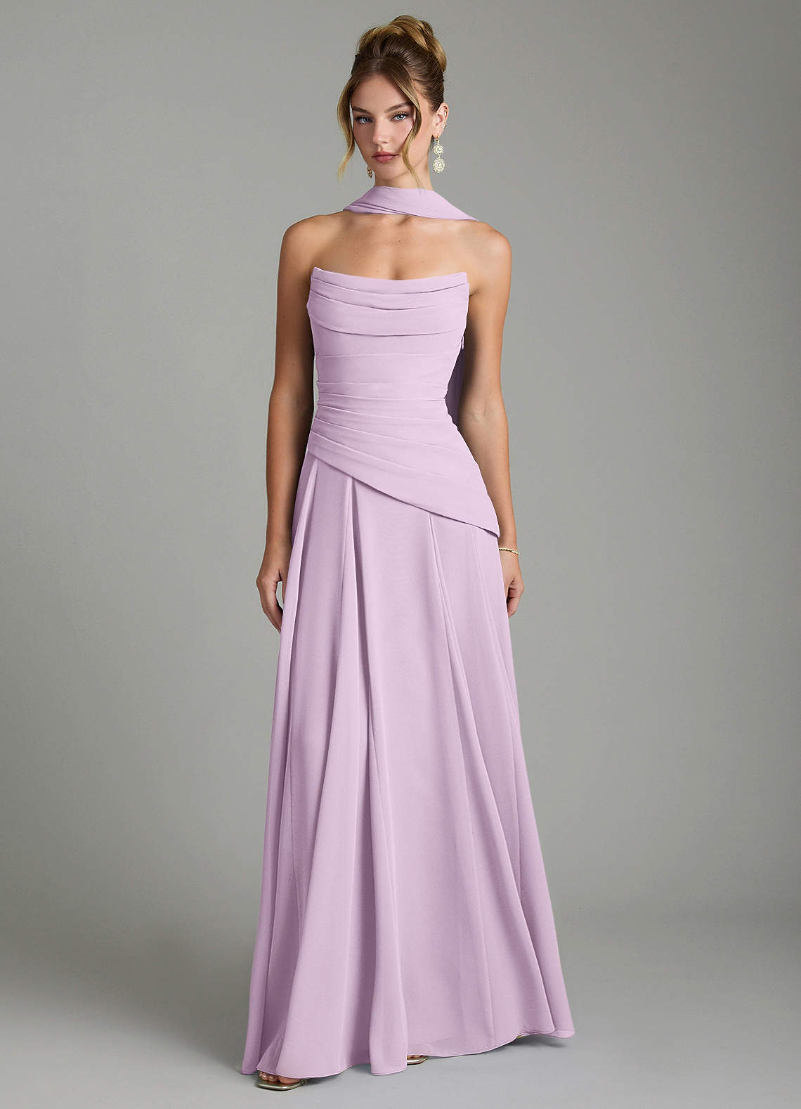 Gabriela A-Line Cowl-Neck Chiffon Bridesmaid Dress in Frosted Lilac