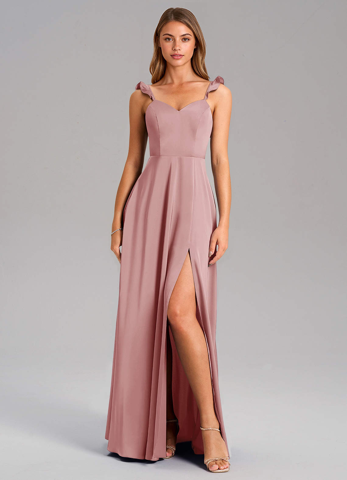 Everett A-Line V-Neck Chiffon Bridesmaid Dress in dusty rose