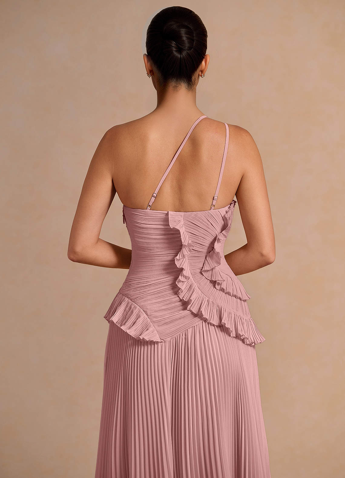 Melody A-Line One-Shoulder Chiffon Evening Dress in Light Pink