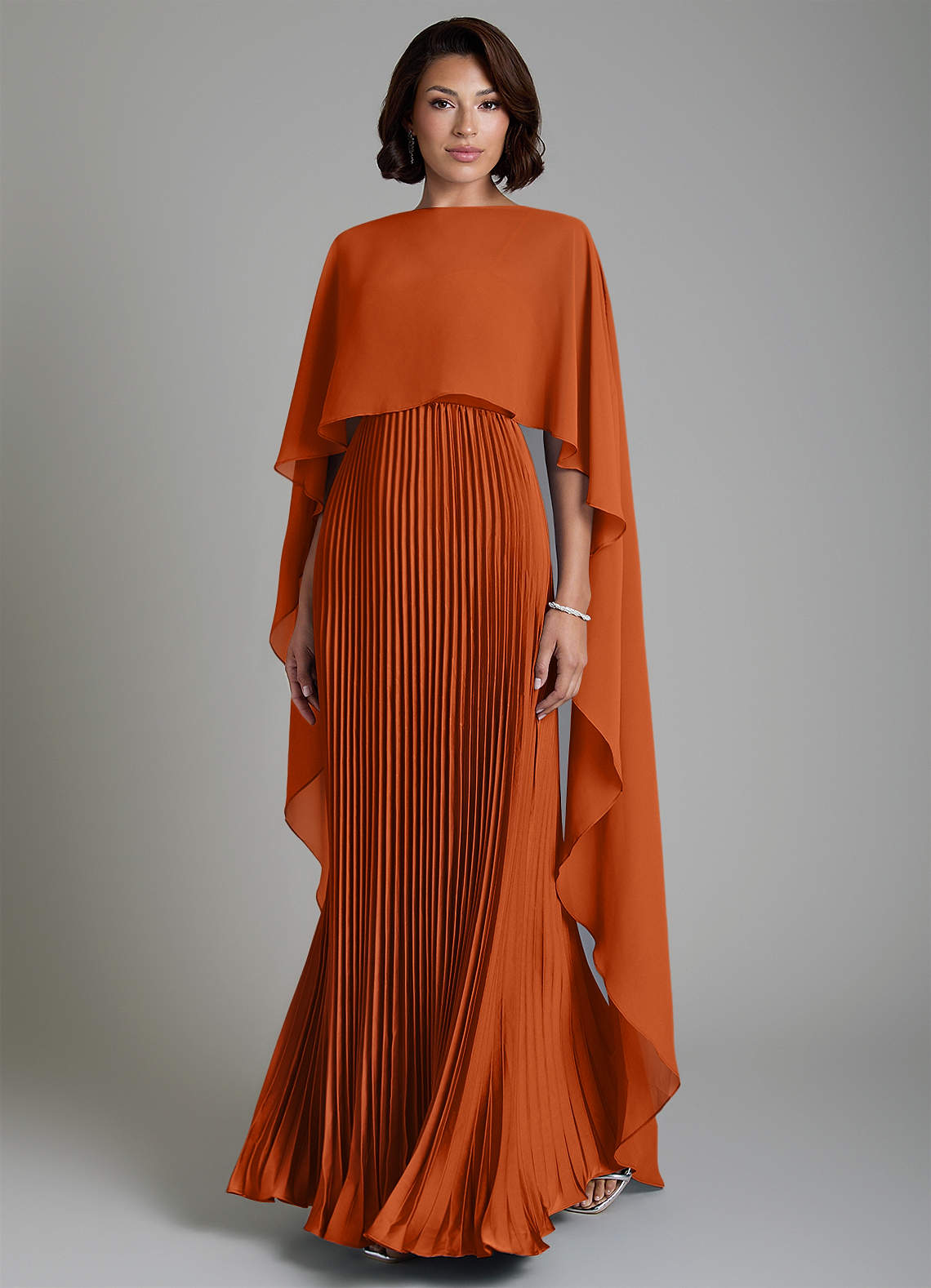 Micah A-Line Sweetheart Stretch Satin and Chiffon Bridesmaid Dress in Burnt Orange