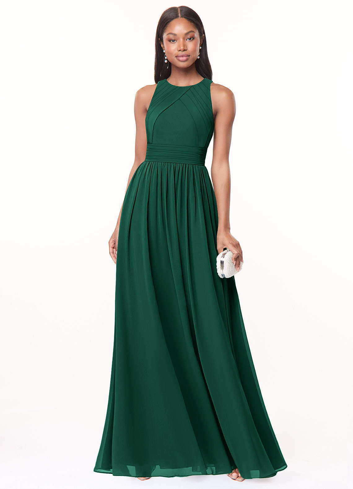 Harper A-Line Scoop-Neck Chiffon Bridesmaid Dress in Emerald