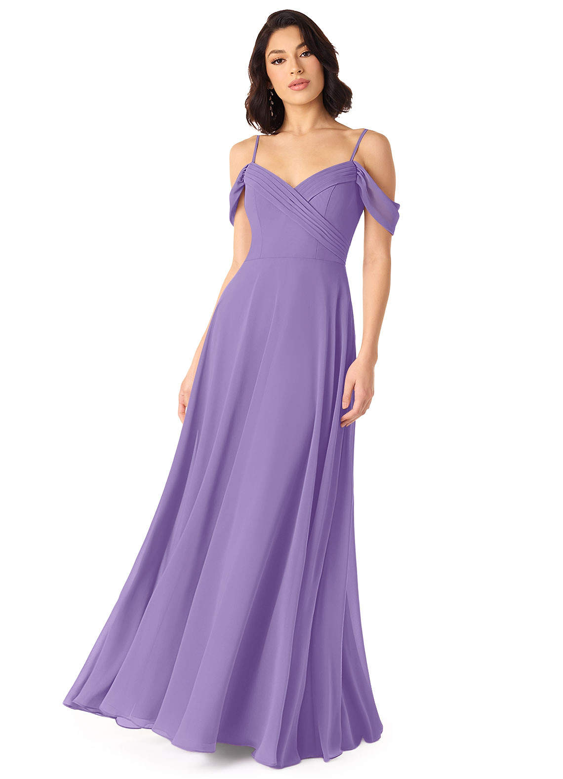 Tancie A-Line Off-the-Shoulder Chiffon Bridesmaid Dress in Tahiti