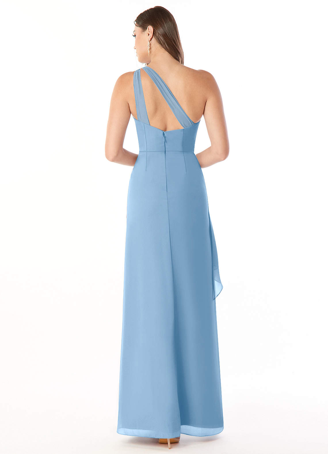 Maive Sheath One-Shoulder Chiffon Bridesmaid Dress in Powder Blue