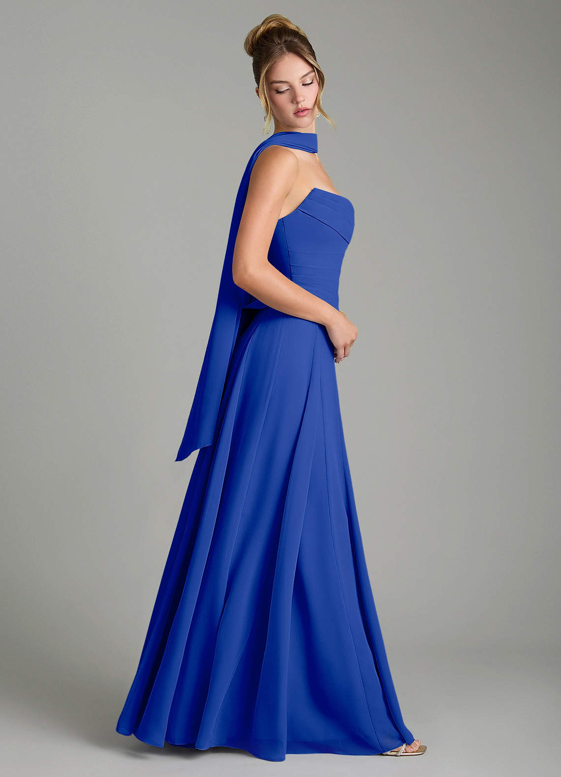 Gabriela A-Line Cowl-Neck Chiffon Bridesmaid Dress in Royal Blue