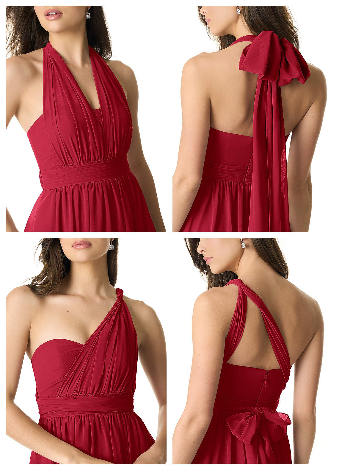 Olani A-Line V-Neck Chiffon Bridesmaid Dress in Scarlet
