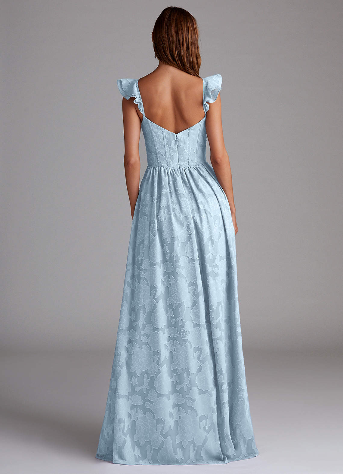 Denisse A-Line Sweetheart Floral Burnout Bridesmaid Dress in Sky Blue
