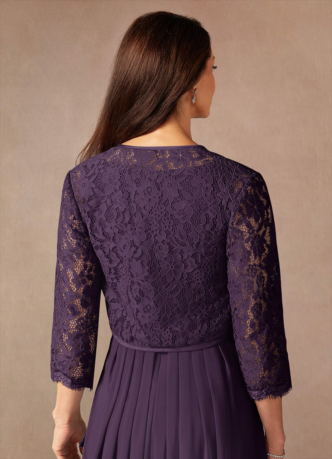 Ainsling A-Line Square-Neck Chiffon and Lace Mother of the Bride Dress